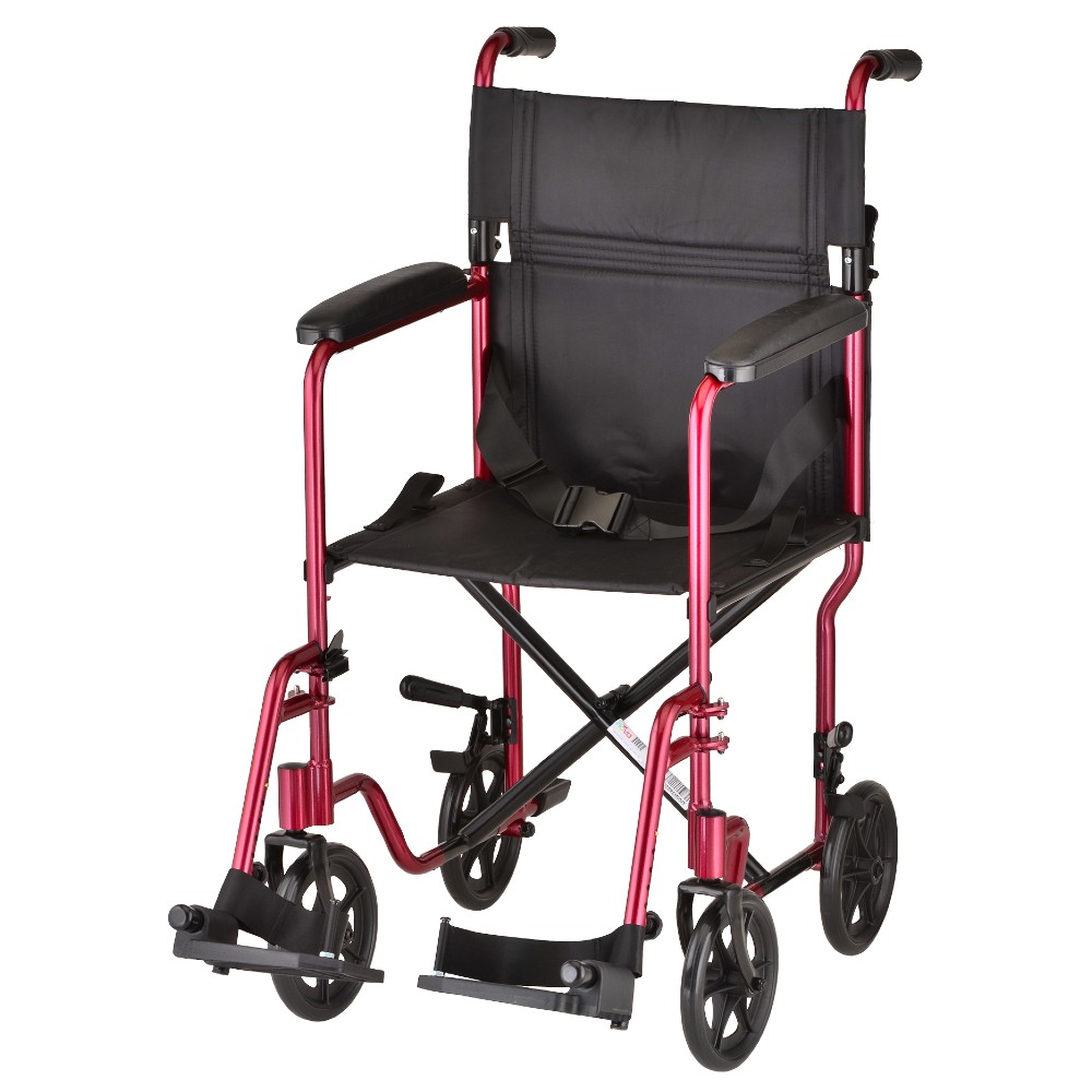 Transport Chair- 19 Inch Lightweight Red